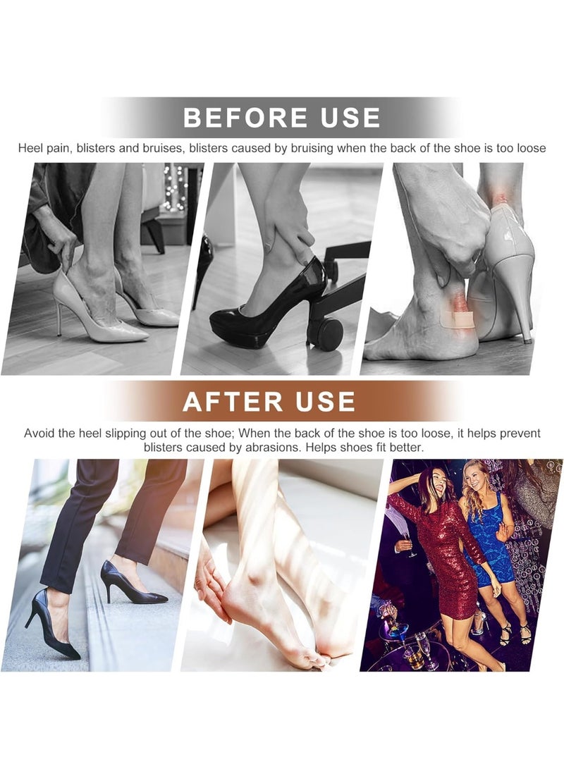 CLENEA Heel Stickers, Anti Drop Heel Anti Slip Anti Abrasion Shoe Stickers, Heel Protectors for Blister Pain, Padding, Makes Shoes Fit Better, Suitable for Oversized Shoes, Unisex, 4 Pairs, Black, Khaki - Image 4